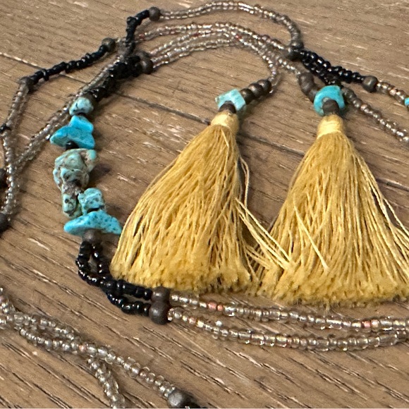 4x Bali Vibrant Blue Tassel Necklaces - Picture 7 of 11